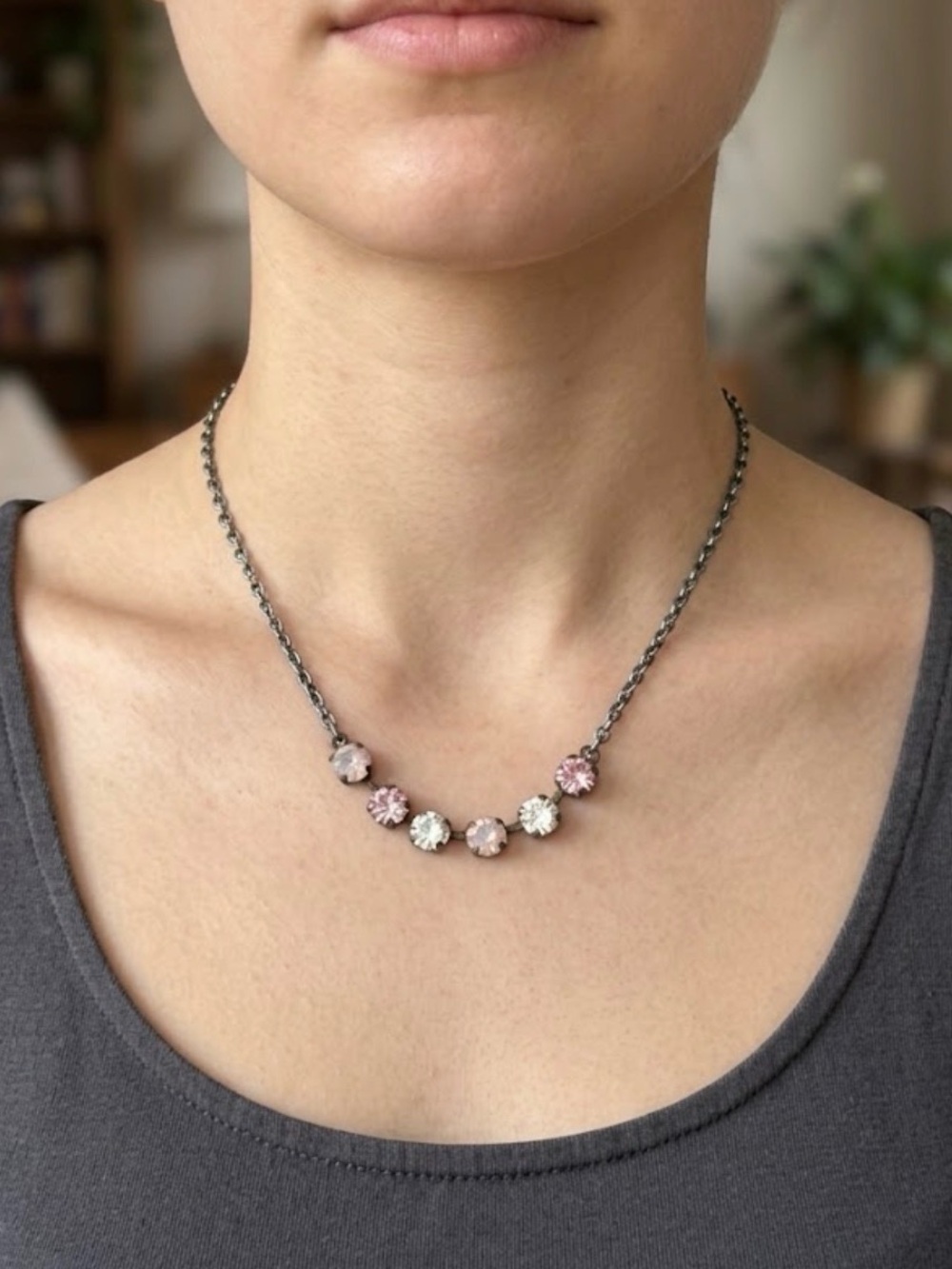 Sabika W12 Austrian Crystal 6 Stone Bar Style Necklace